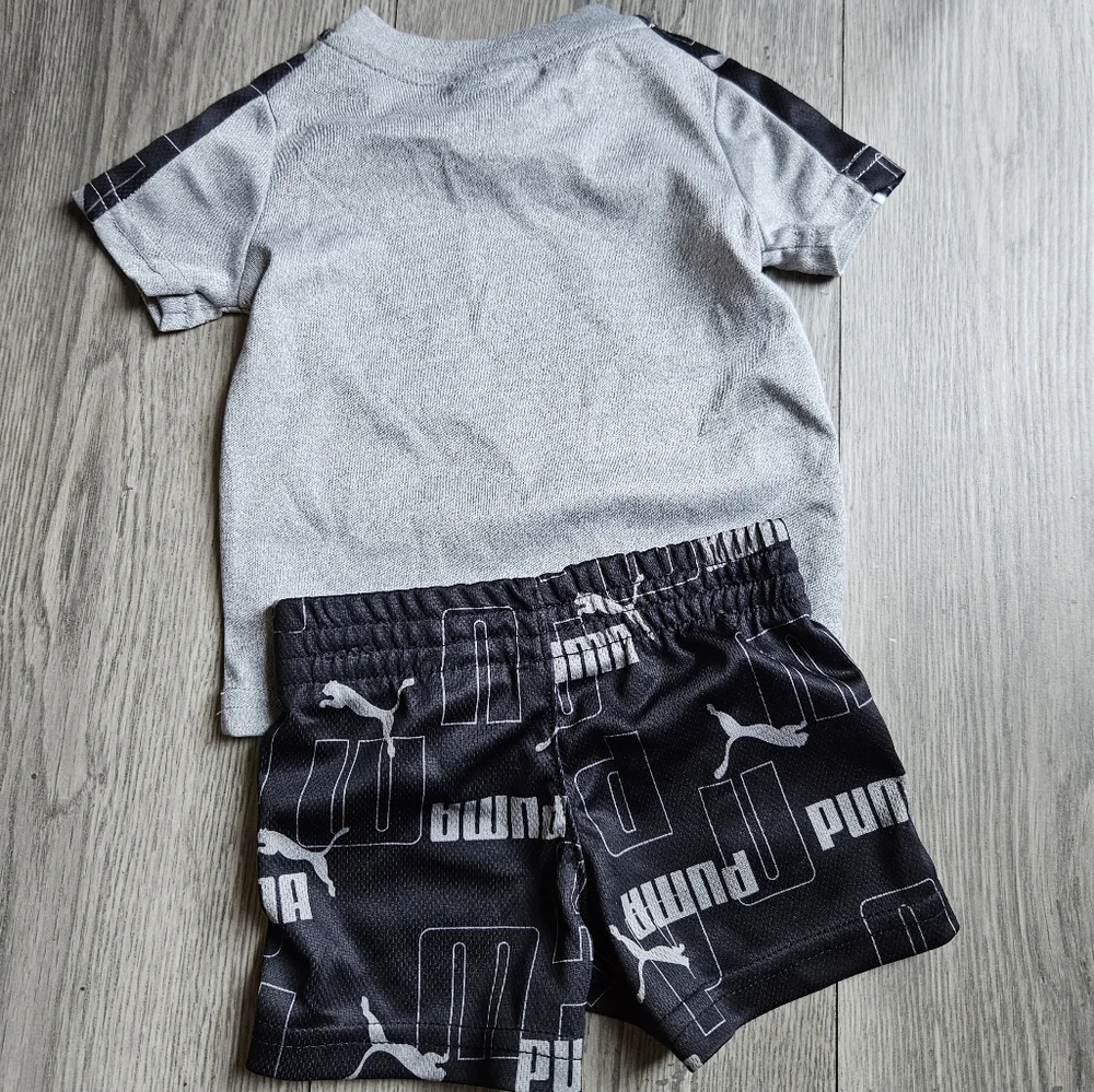 Puma Kids Short Set - Gray and Black - Size 0-3M - Picture 5 of 5